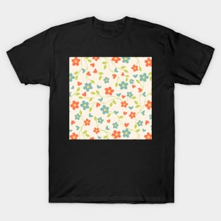 Retro Print Happy Floral & Heart Design Gifts, Cute for Mother's Day Gift T-Shirt